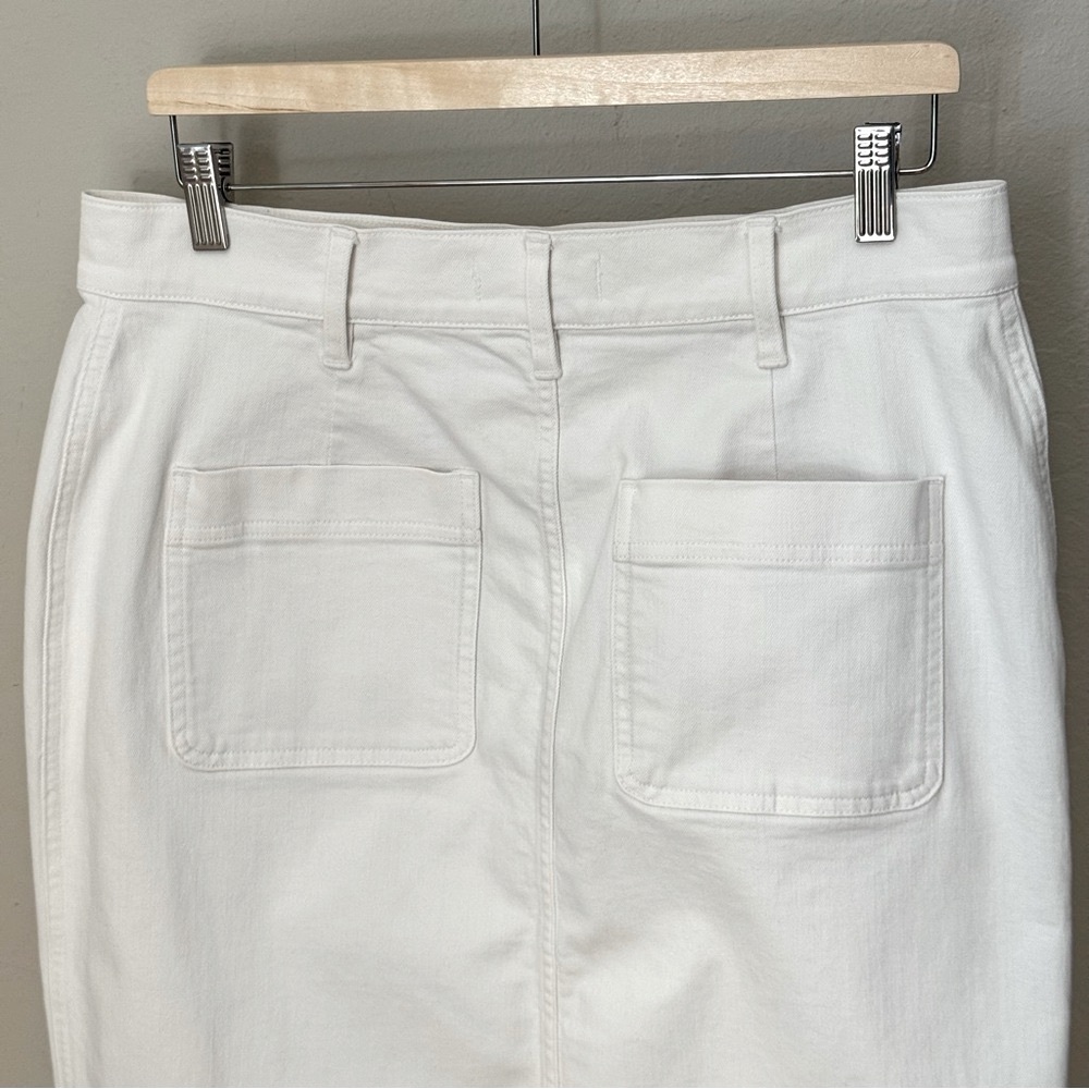 Madewell High Slit Denim Midi Skirt White Button Front Size 31 Style H8851 - Picture 12 of 16